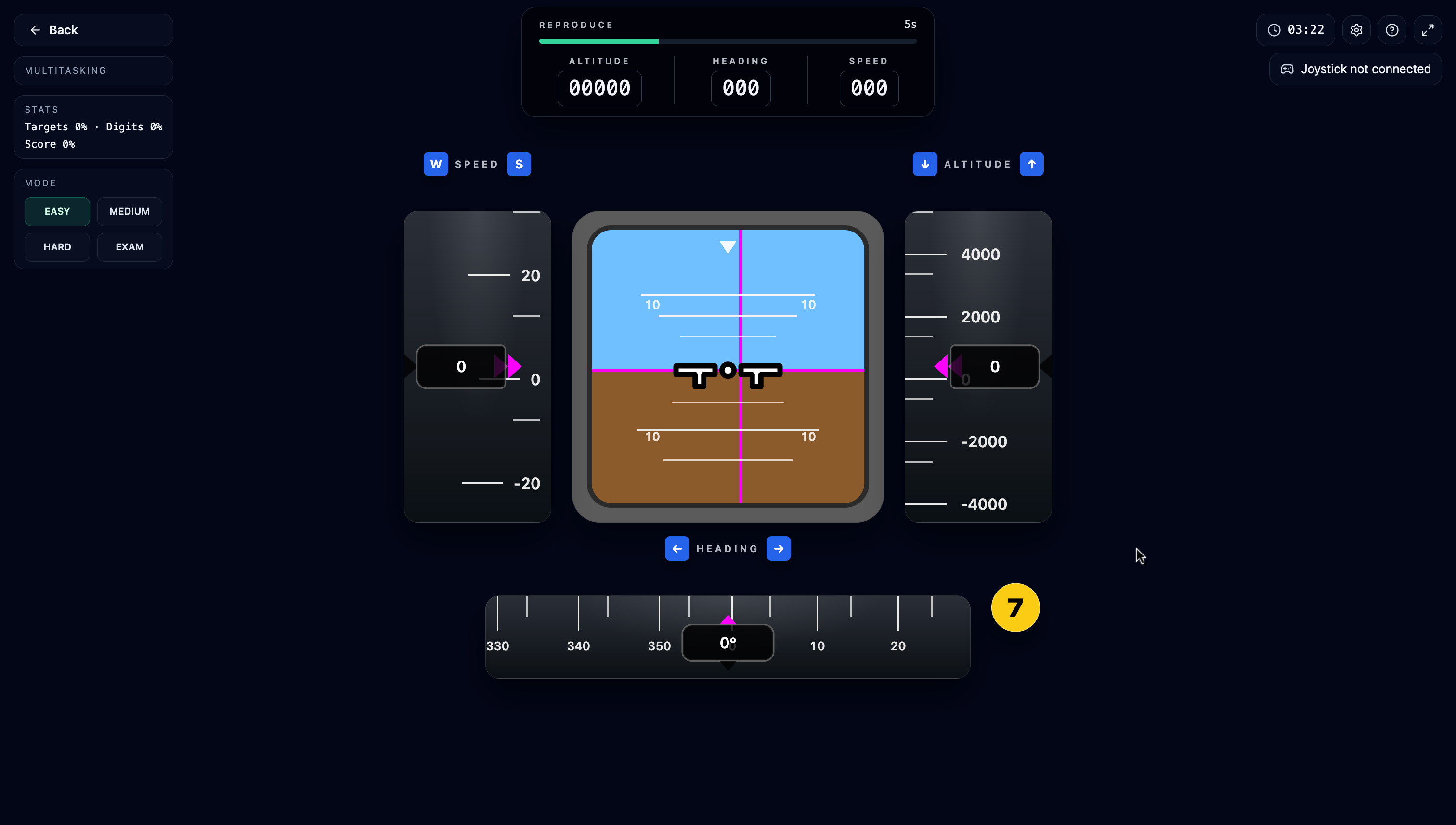 Compass Multitasking: heading bandının yanında beliren sarı "7" rozeti