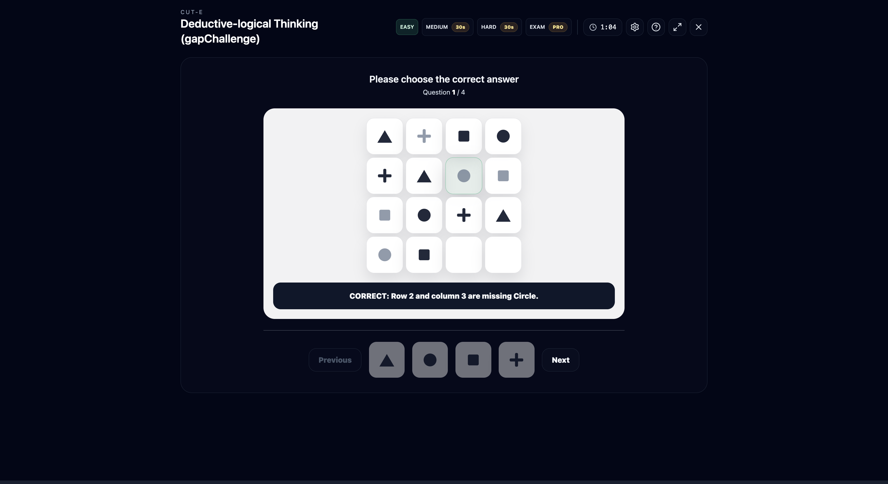 Deductive-logical Thinking: solved target cell with the explanation banner
