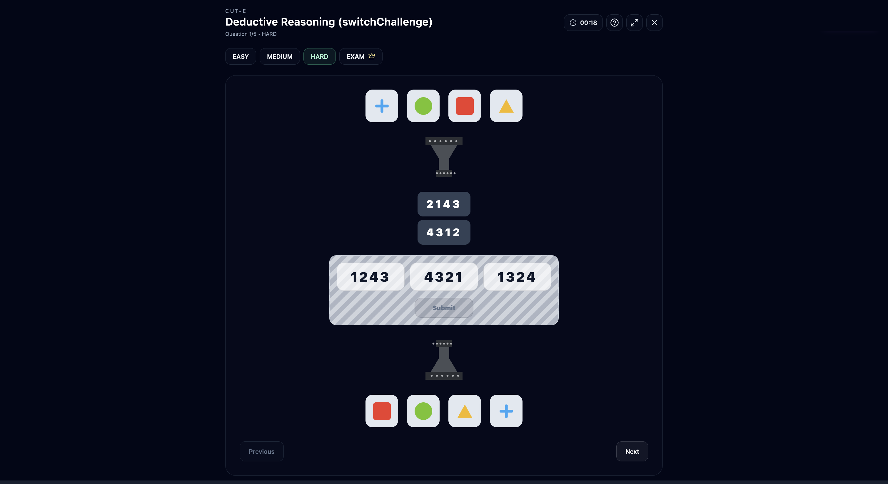 Deductive Reasoning HARD: two shown codes chained before the missing final code