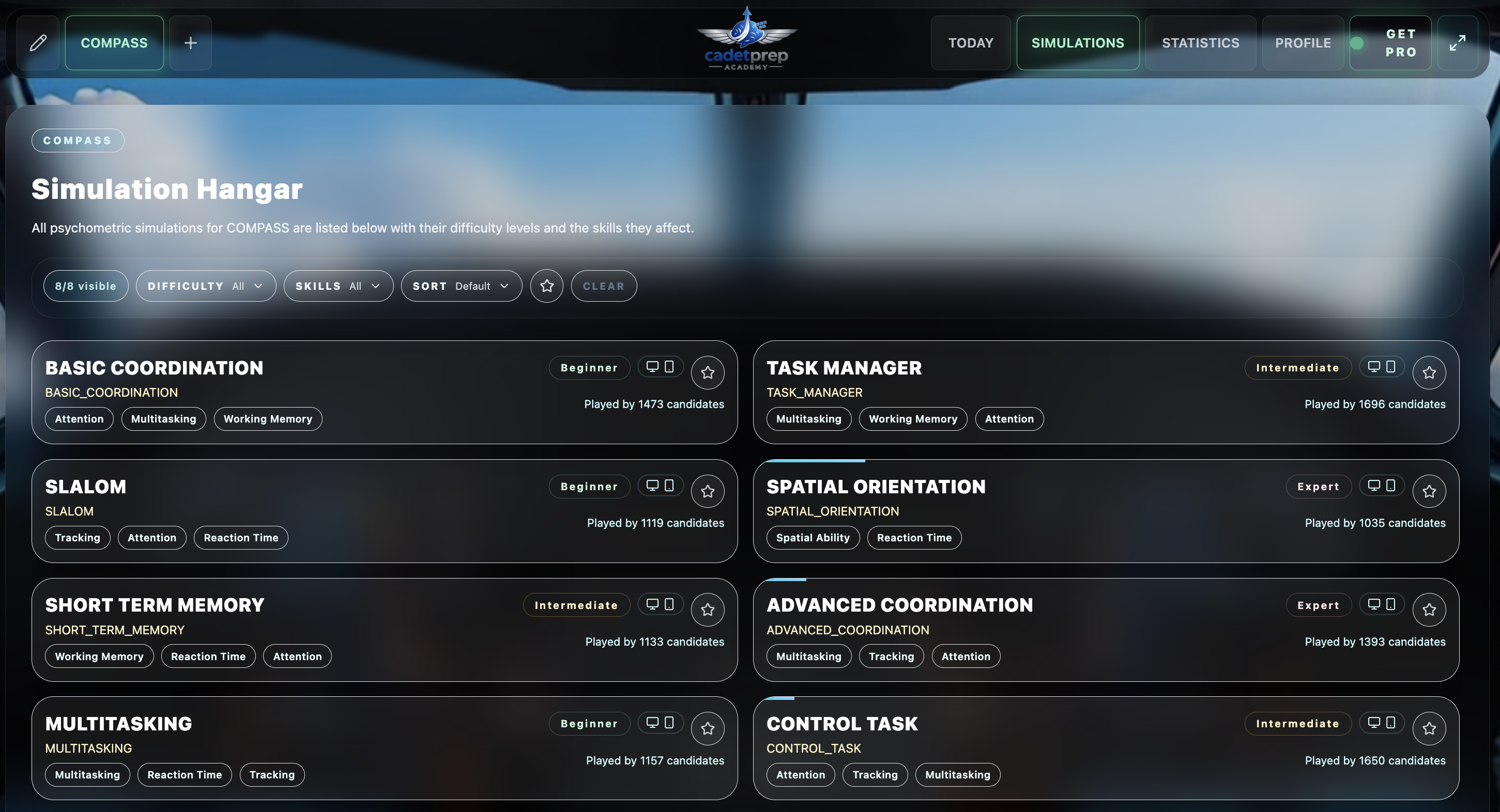 CadetPrep COMPASS cockpit preview