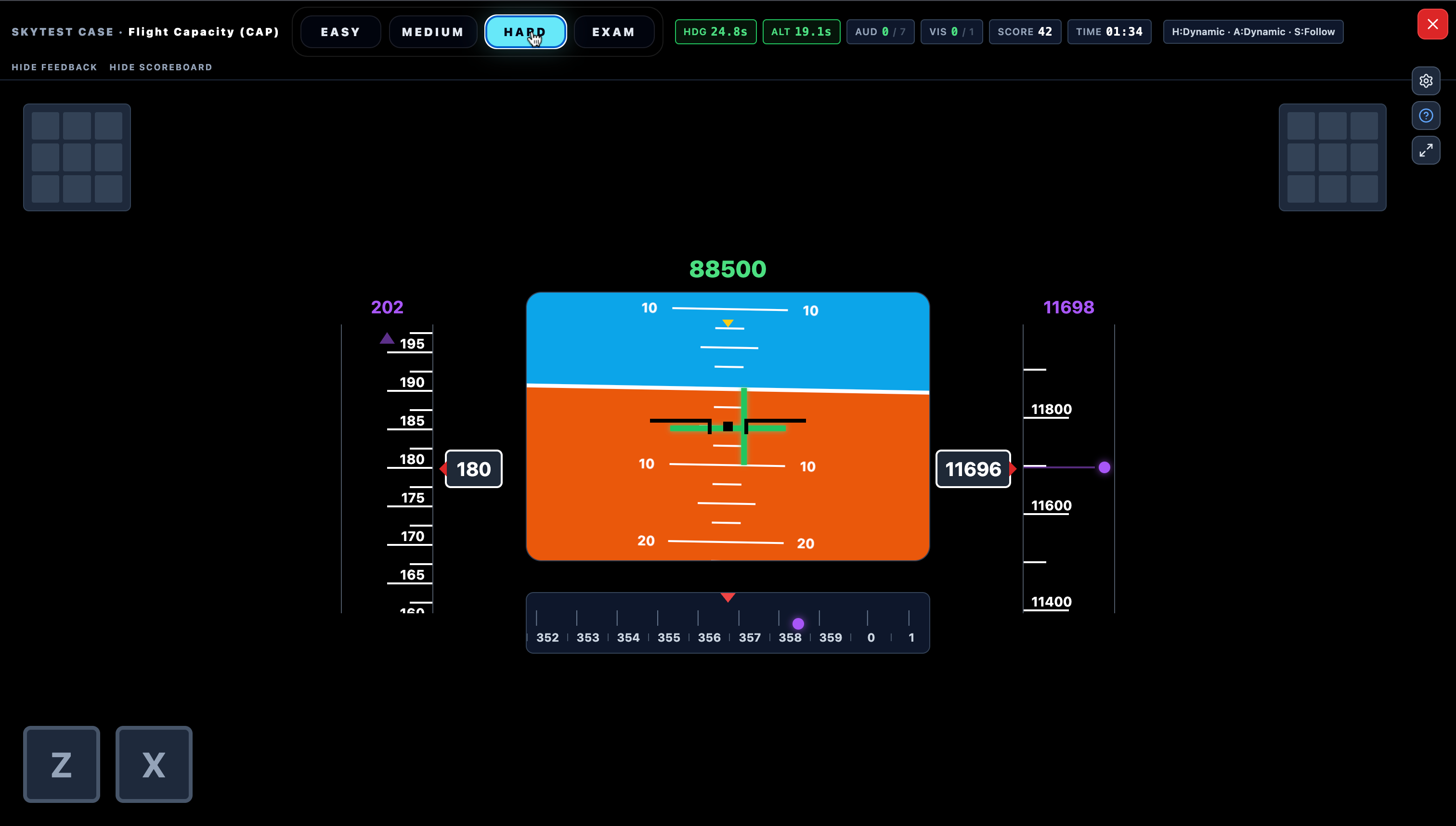 The green box above the PFD showing a 5-digit number (e.g. 48200) — screenshot of this moment