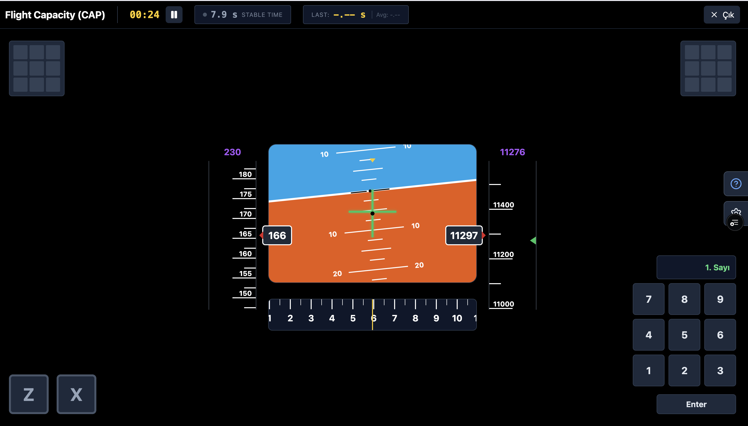 Flight Capacity memory input: the game frozen, numpad open, asking for the 1st number
