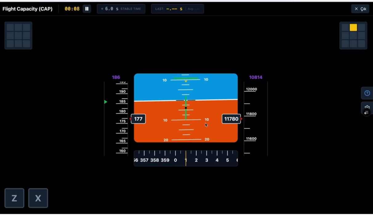 Flight Capacity visual task: a cell lit up on the right panel