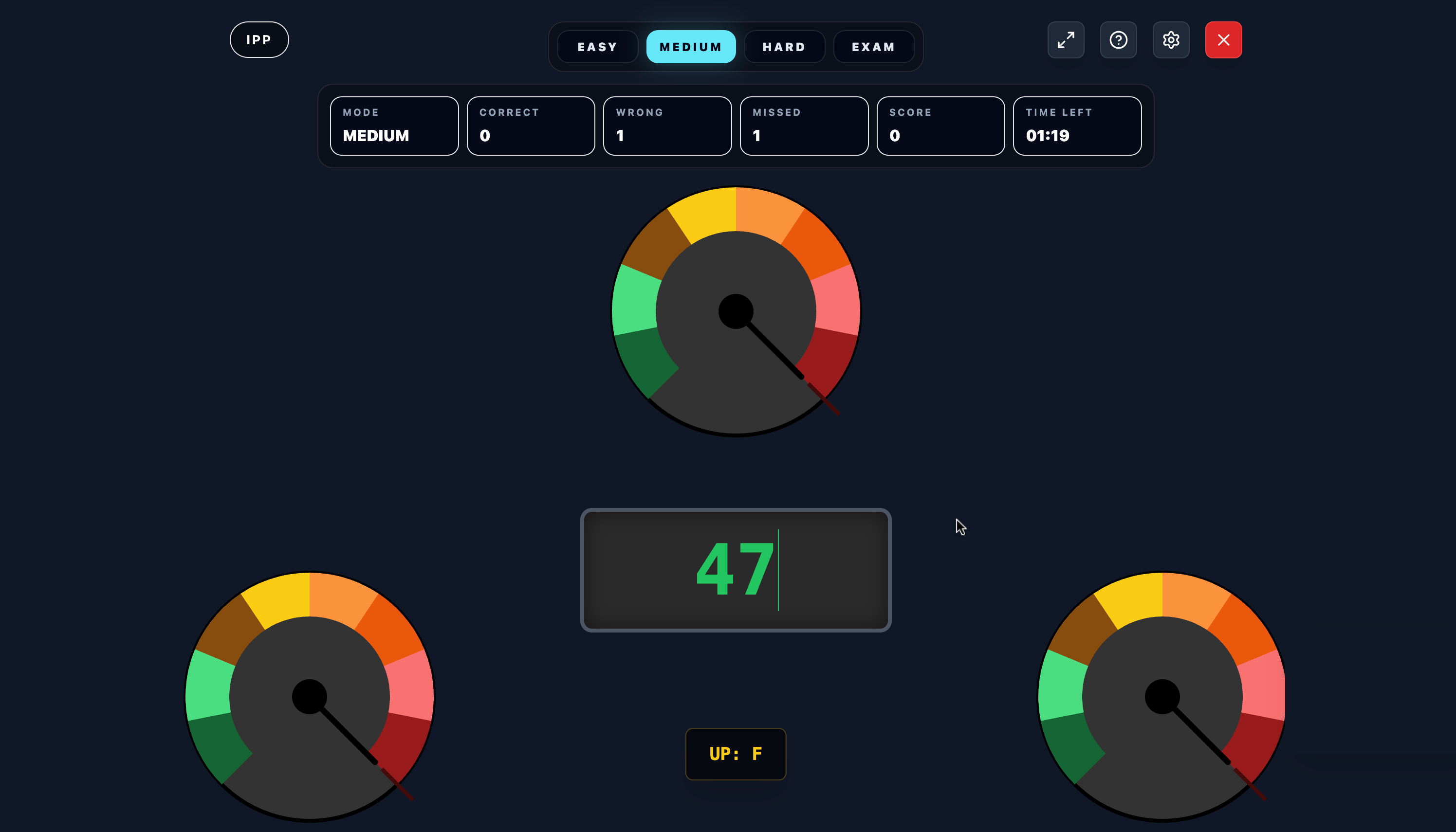 The centre input field open (digits typed, before pressing Enter) — screenshot of this moment