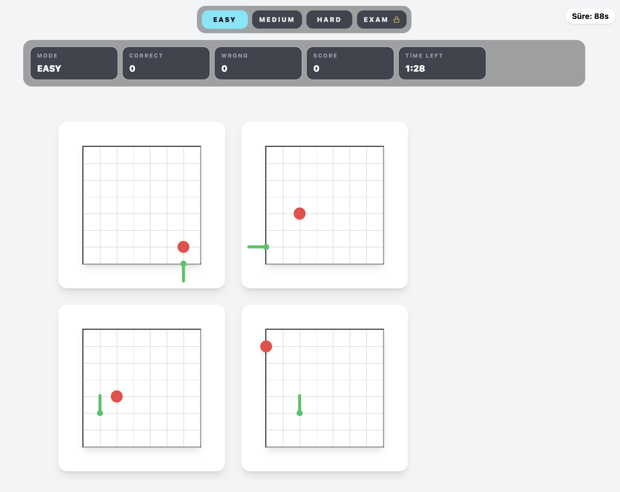 Spatial Orientation 2D DM2 doğru seçeneği bul ekranı